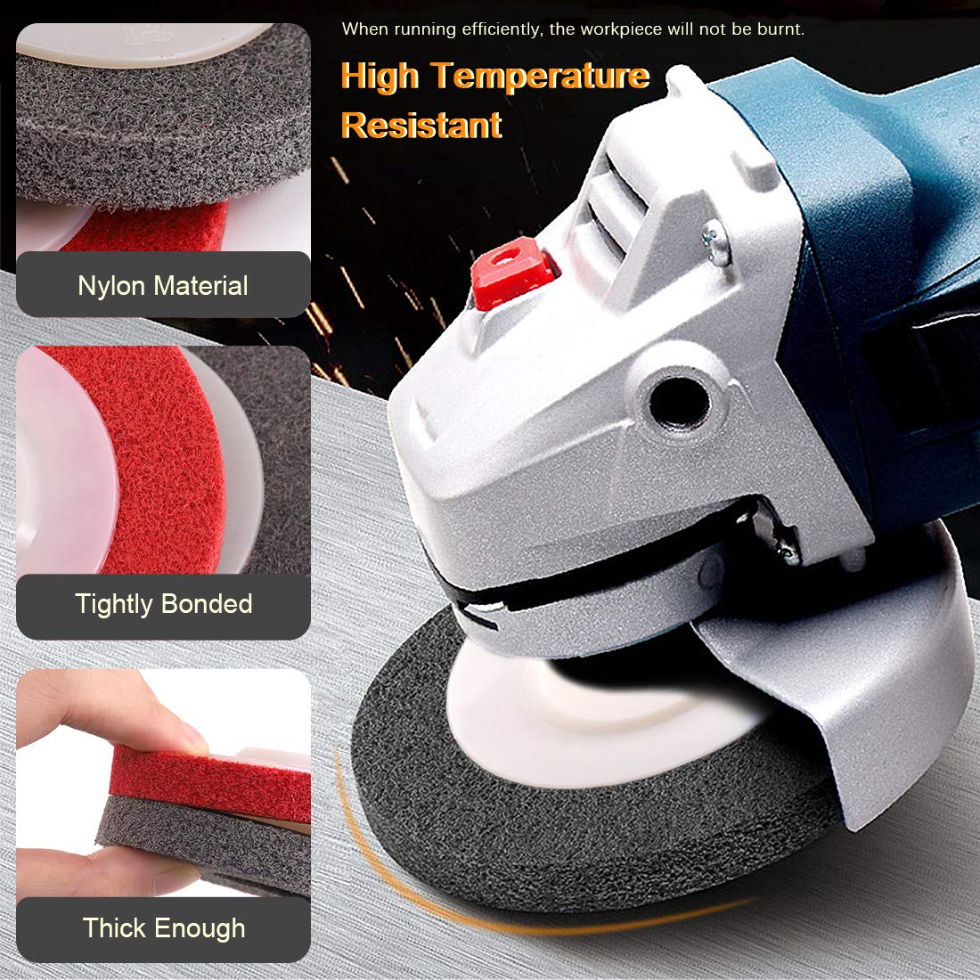 18 Pcs Assorted Buffing Wheels,4'' Wool Felt and Nylon Fiber Polishing Wheel Sanding Buffing Disc Abrasive Wheels with Black Emery, Brown Tripoli, General Green Compound for Angle Grinders