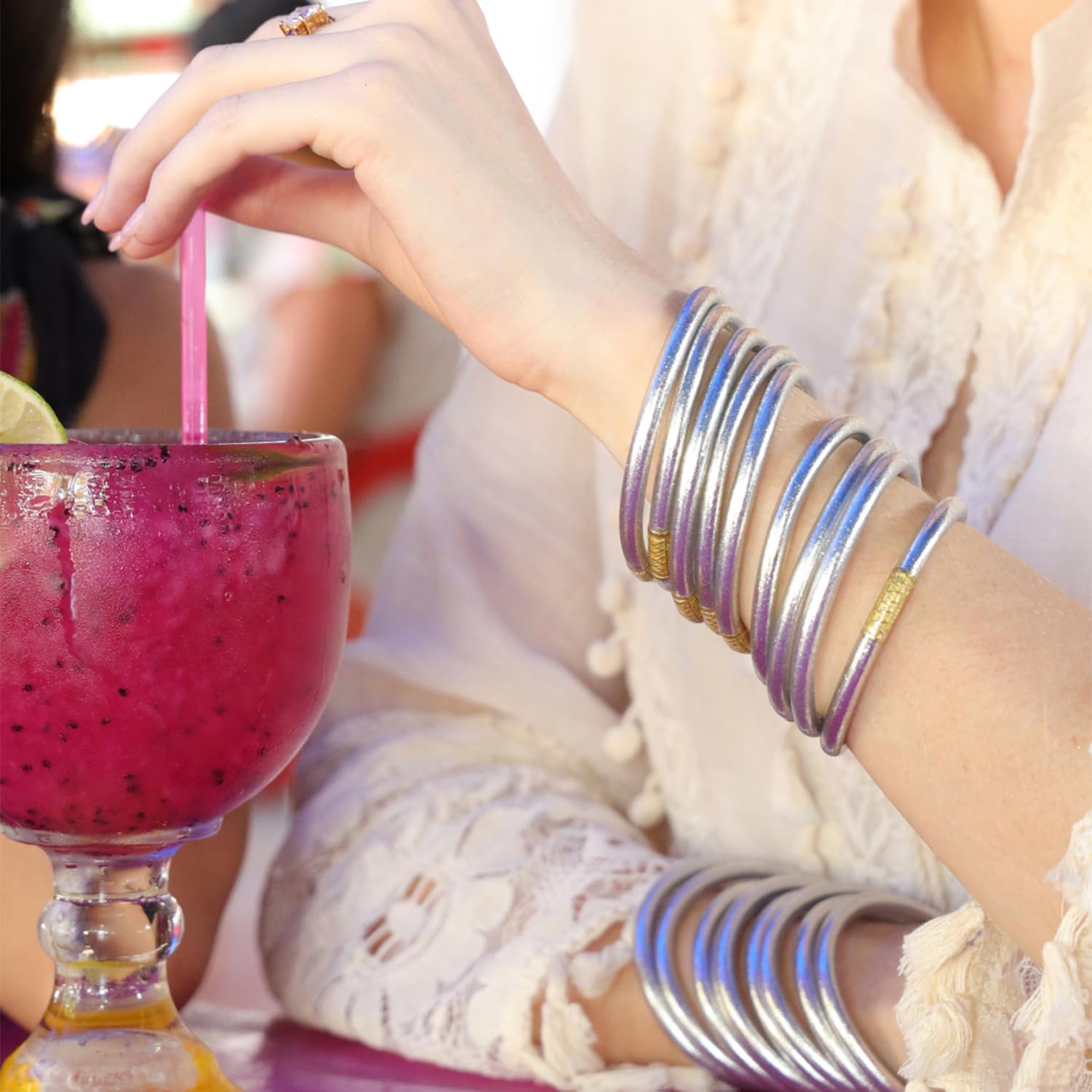 BuDhaGirl Silver All Weather Bangles (AWB) - Serenity Prayer