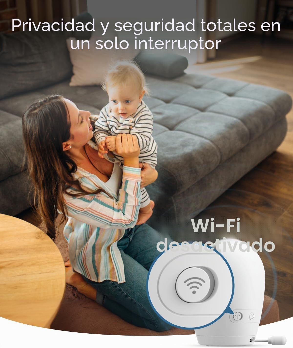 Monitor de Bebé eufy E20, Cámara 2K HD con Control Fuera de Línea, Visión Nocturna Ultra Clara, Zoom 4X, Batería Integrada, ANR, Alarmas Inteligentes, Interruptor de Privacidad
