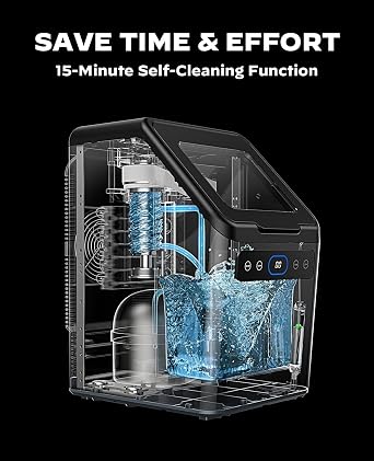 Silonn Nugget Ice Makers Countertop - 44lbs per Day Ice Machine with Self-Cleaning, Timer Pebble Ice Maker with Soft Chewable Ice, One-Click Operation Ice Machine, Stainless Steel