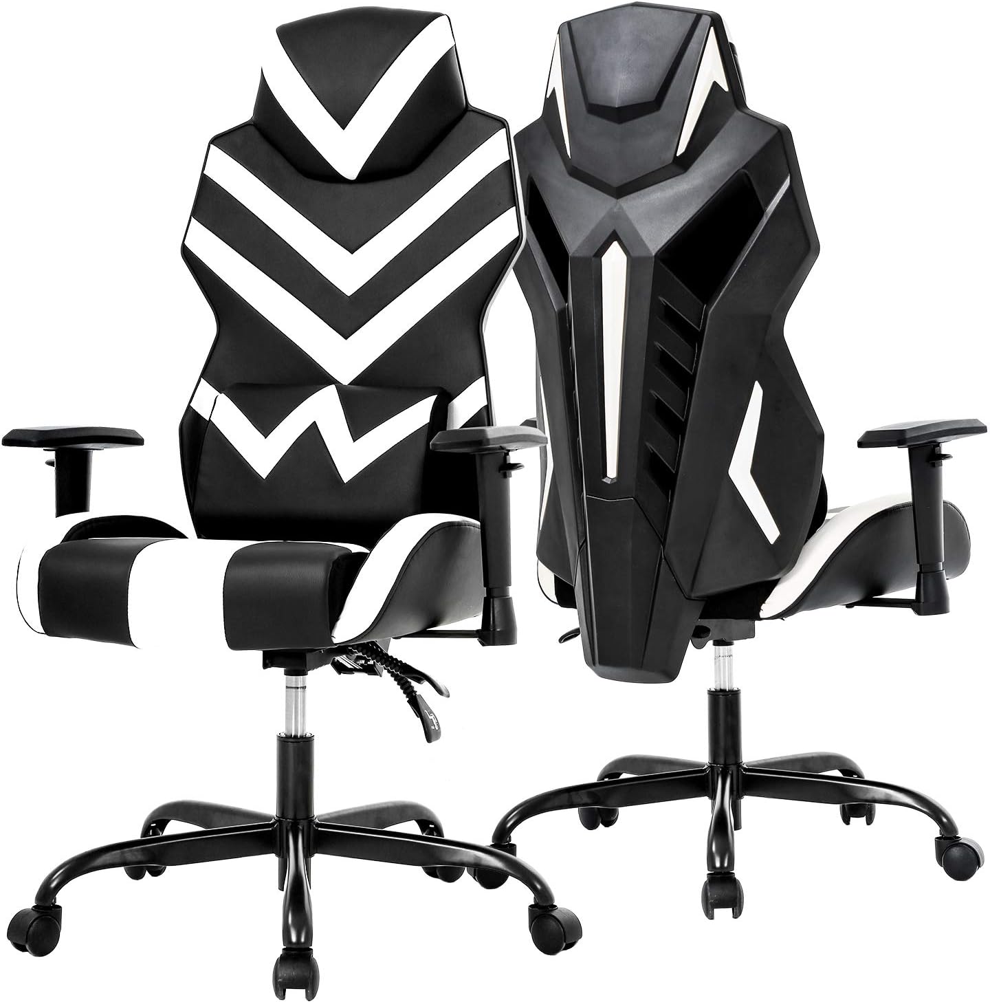 PC Gaming Chair Ergonomic Office Chair Cheap Desk Chair High Back Racing Computer Chair with Lumbar Support Adjustable Arms Headrest Task Executive Swivel Rolling Chair for Adults Girls,White