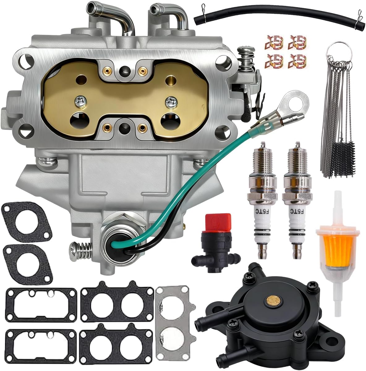 XingLi 15003-7077 Carburetor 15003-7041 Fit for Kawasaki FH601V 4-Cycle Engine Carb with Fuel Pump and Spark Plug