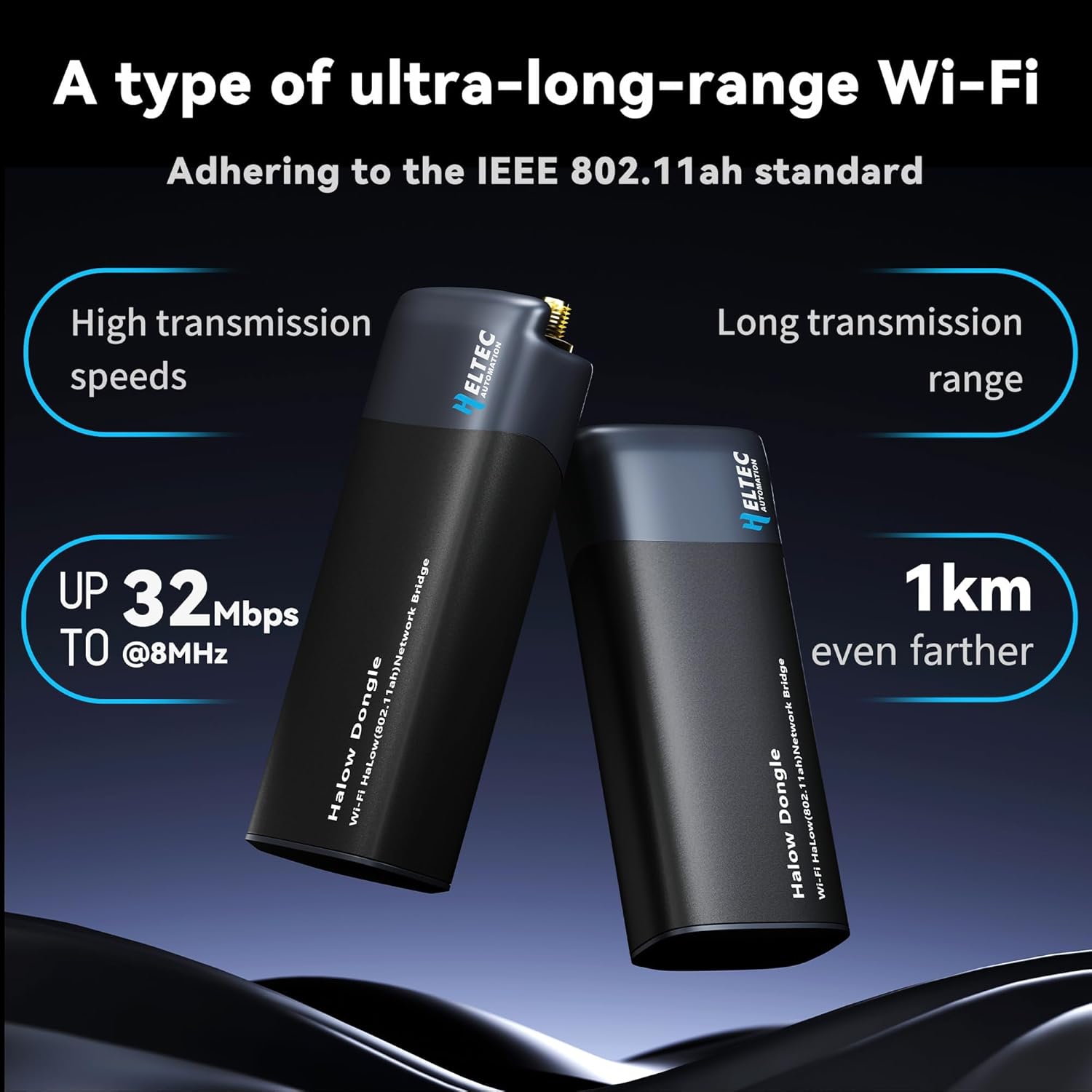 Heltec Wireless Bridge Point to Point Outdoor – WiFi Bridge 3300 feet Long-Range Transmission, 802.11ah WiFi HaLow Dongle with Atenna Ethernet Cable (AP+STA Pair Set)