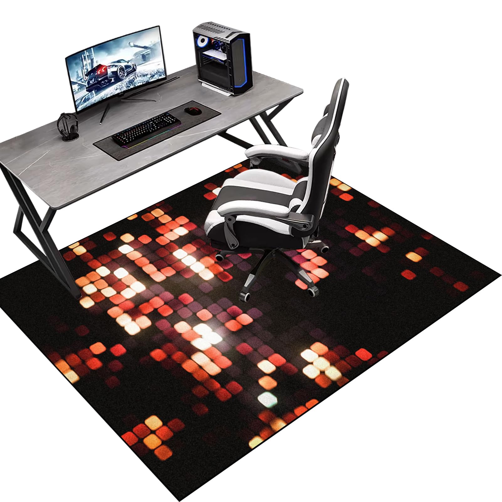 80 x 120 cm Gaming Chair Mat Non-Slip Protective, Office Carpet Protector Chair Mat, Floor Protector for Office Chair, Office Chair Mat for Hardwood Floor, Multi-Purpose Hard Floor Protection Mat