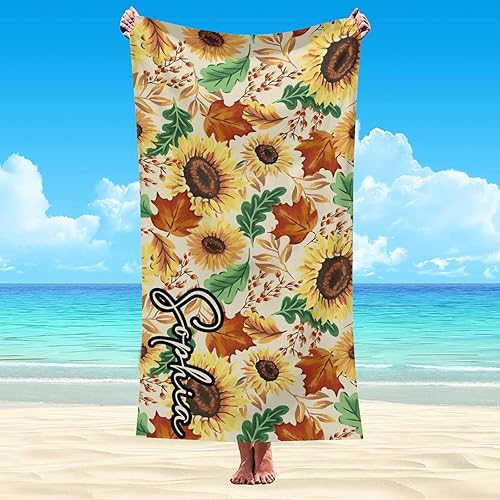 Miniatura 7 de Toalla de playa personalizada con logotipo de secado rápido para él y ella, toalla de playa personalizada con texto rosa para cumpleaños, 32 x 71