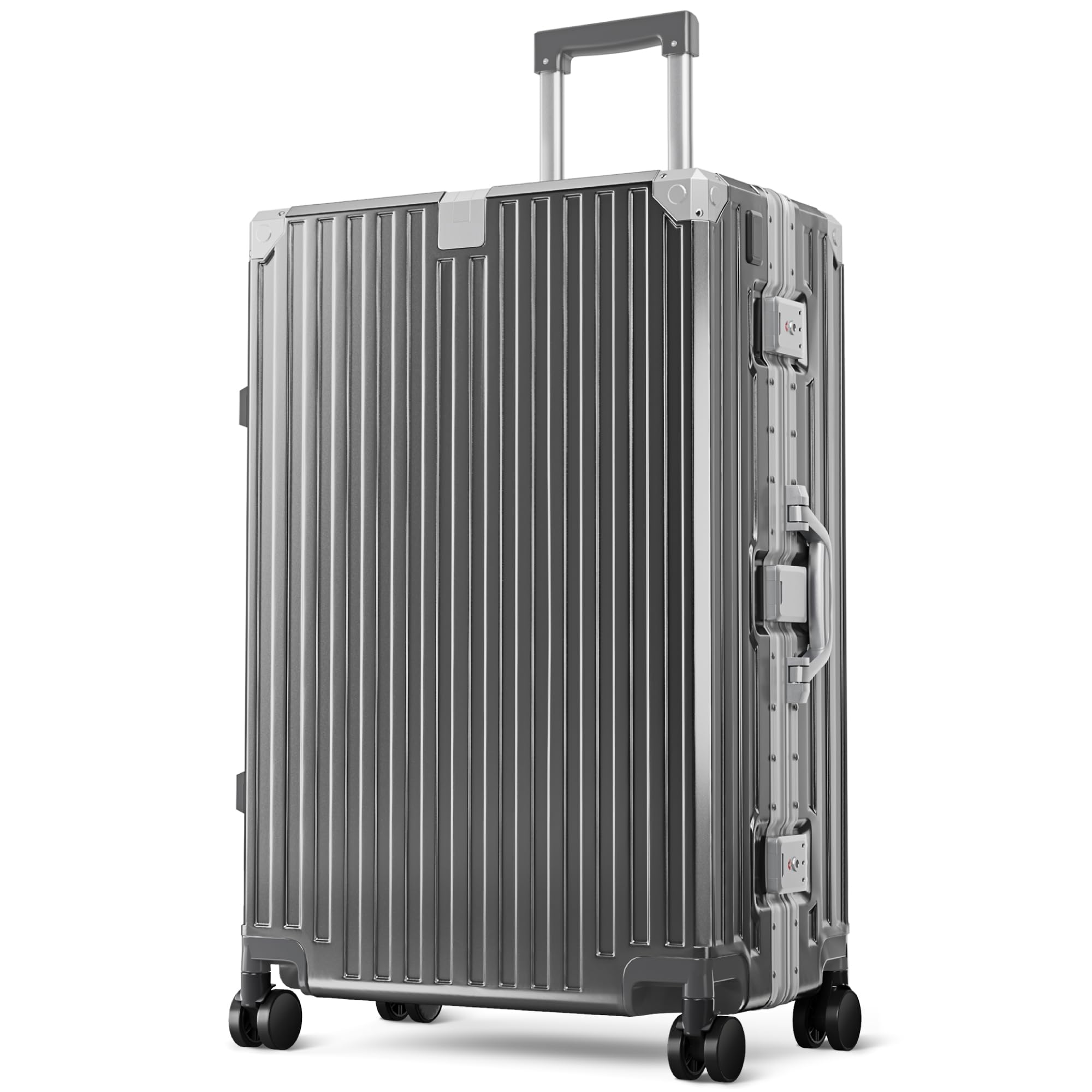 ALPHA CAMP Koffer Größe XL Reisekoffer Leicht Hartschalenkoffer Polycarbonat 98L Luggage Suitcase mit Rollen TSA Schloss & Aluminium Rahmen Handgepäck 49 * 30 * 76cm Grau
