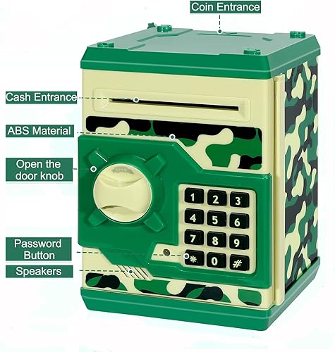 Miniatura 4 de Alcancía electrónica, mini cajero automático contraseña banco de dinero en efectivo caja de ahorro para niños, caja de banco segura de dibujos