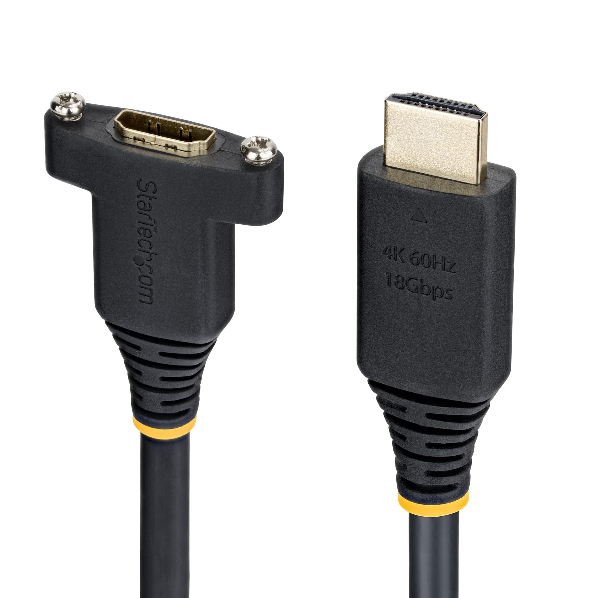 EXTEND AN HDMI CONNECTION USING THIS PANEL MOUNT HDMI CABLE WITH SIDE MOUNTING S