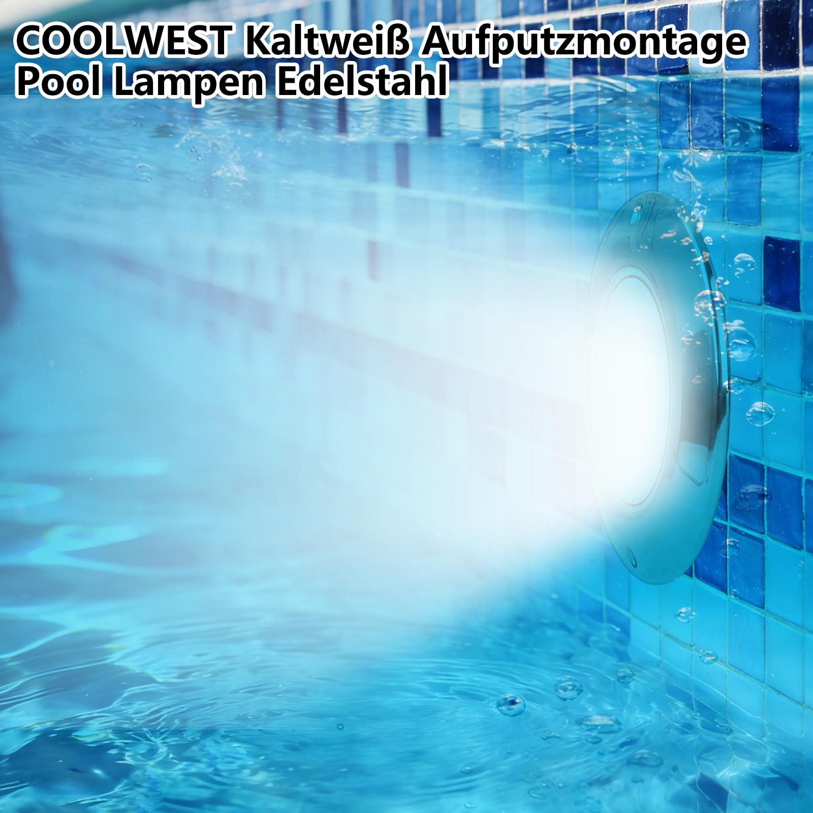 COOLWEST Harz Gefüllt LED Poolbeleuchtung Extra Flach, 36W Kalteweiß, IP68 Wasserdicht, 12V DC, 6000K