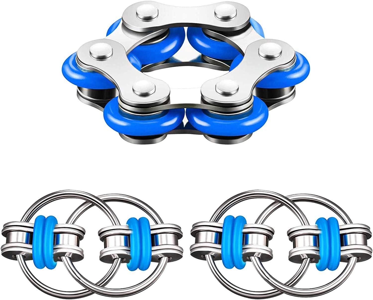 Avicii Fovever ZZ Flippy Chain Fidget Toy Stress Relief Chain Six Roller Flippy Chain Fidget, Great for ADHD Anxiety and Autism, Stainless Steel Bike Chain Toys for Kids Teens and Adults