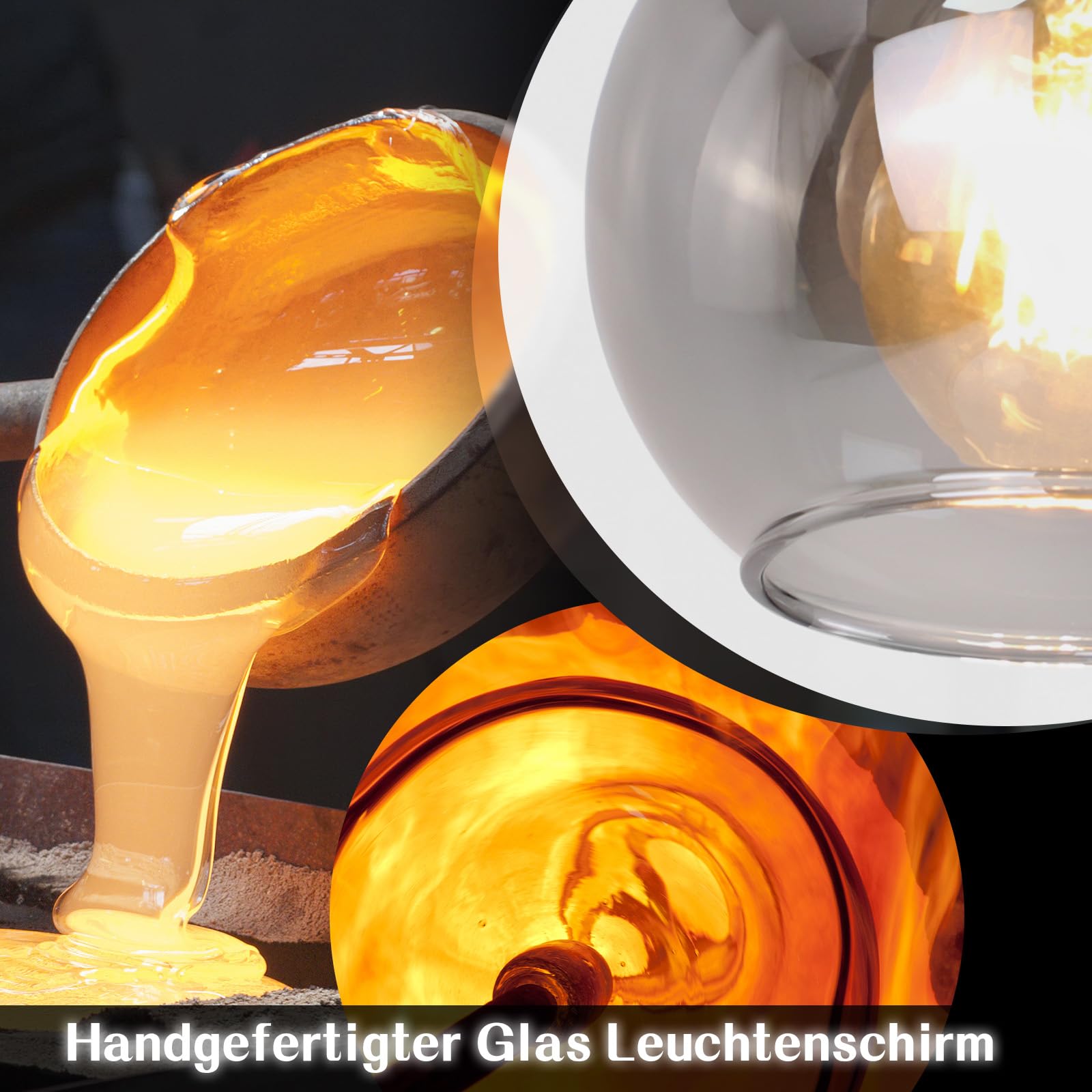 CBJKTX Hängelampe Esstisch 4‑flammig rauchgraues Glas E27 höhenverstellbar für Restaurants, Schlafzimmer und Bars (ohne Leuchtmittel)