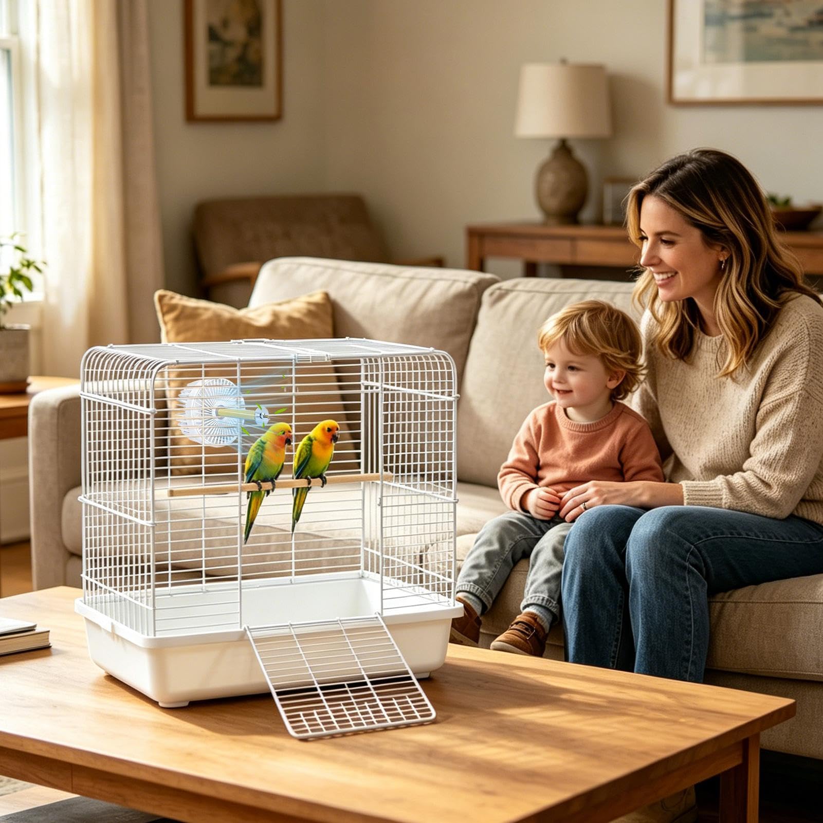 Ventilador de refrigeración para mascotas, con ajustes Du Al-Speed, 13 cm, ventilador de jaula de pájaros, ventilador portátil Cäg E, diseño de abrazadera universal, para gatos, pájaros