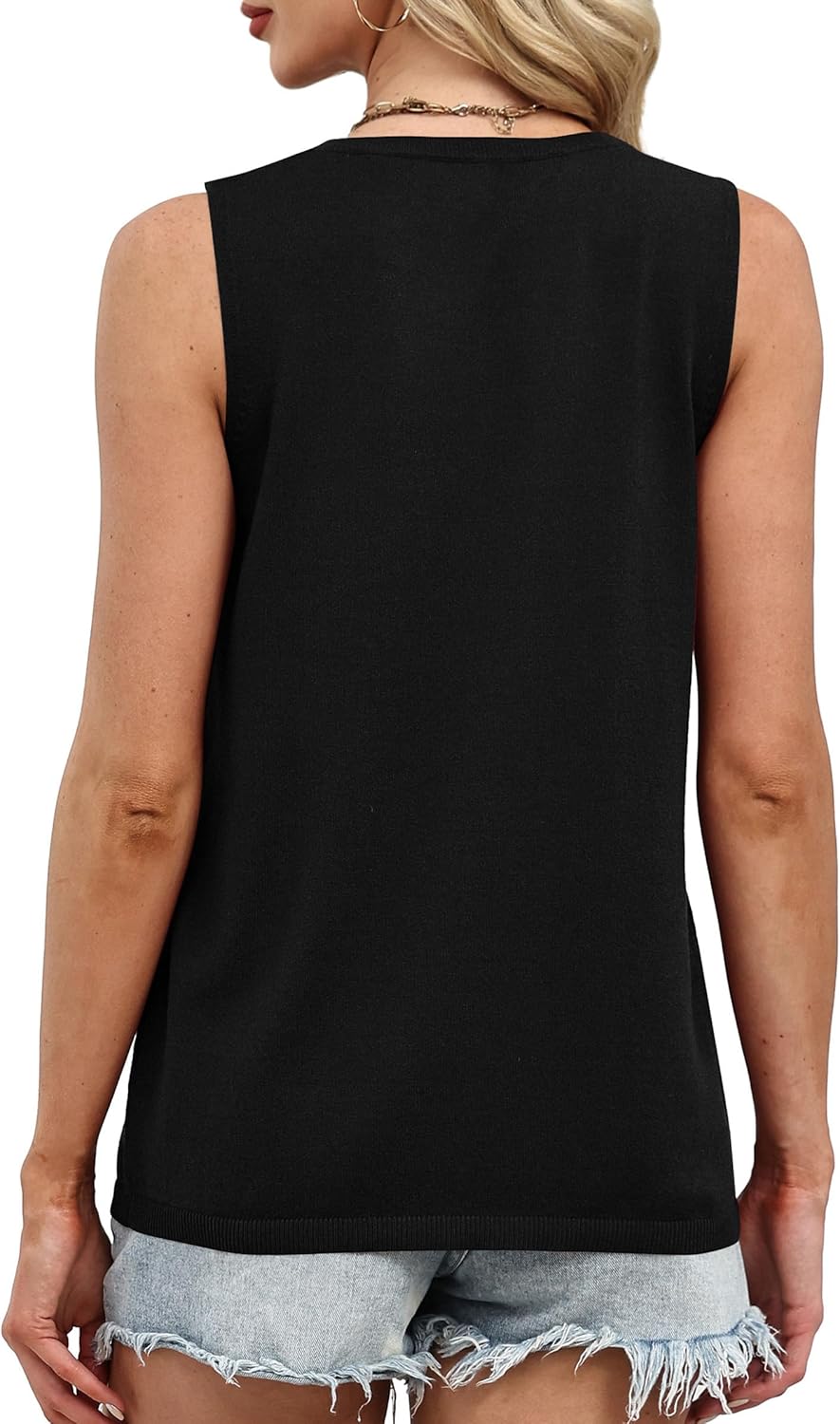 XIEERDUO Sweater Vest Women Fall Clothes Crewneck Sleeveless Tops Ribbed Knit Tank Tops Business Casual Work Blouses - Image 4