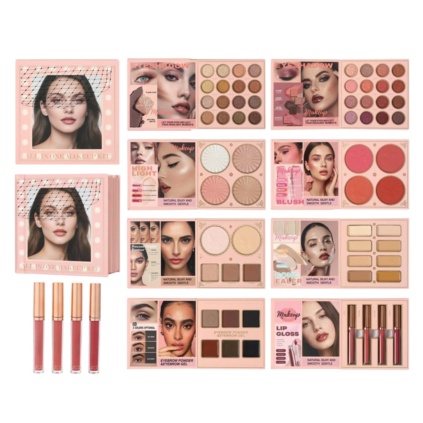 Palette Trucco Illuminante Blush Shimmer Opaco Lunga Durata Ed Antisudore | Palette Libro Trucco Viso Completo Per Donne Ragazze Mamma Casa Viaggio Compleanno