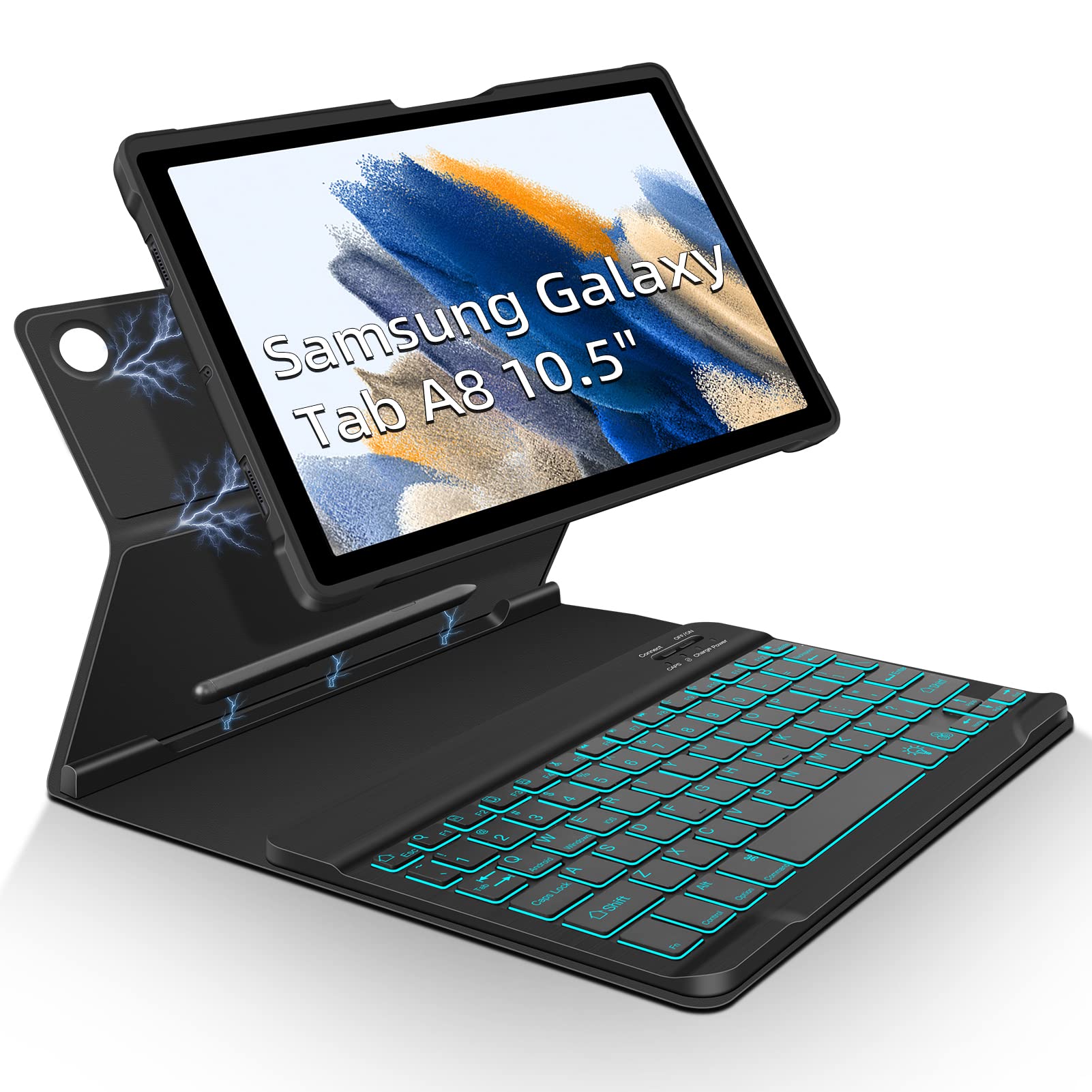 Custodia Con Tastiera Rimovibile Per Galaxy Tab A8 10.5 (2022) – SM-X200/X205/X207 – Tastiera Wireless Magnetica – Nero