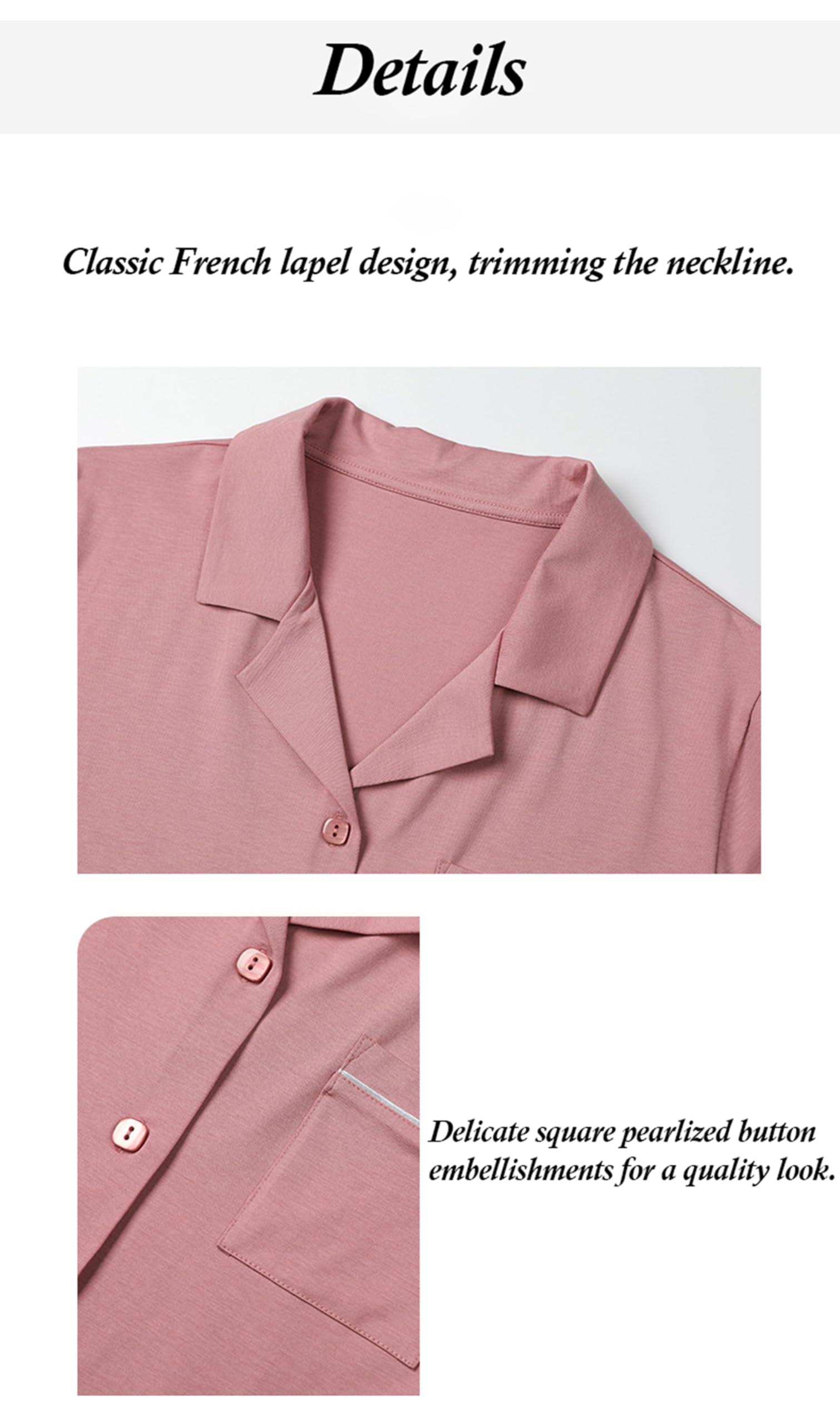 Generic Damska 2-częściowa piżama letnia cienka modalna bawełniana piżama sweter z krótkim rękawem zestaw piżam,Pink,M