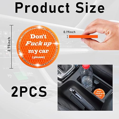 Miniatura 2 de Paquete de 2 posavasos brillantes para automóvil, 2.80 pulgadas, antideslizantes, de goma suave, con diamantes de imitación, almohadilla para