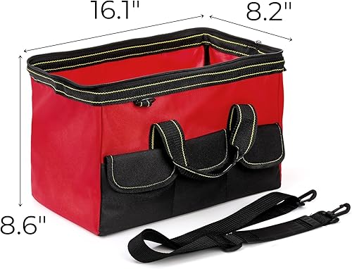 Miniatura 2 de Hiceeden Bolsa de herramientas de boca ancha de 16 pulgadas, bolsa de herramientas plegable con revestimiento impermeable y correa ajustable, bolsa