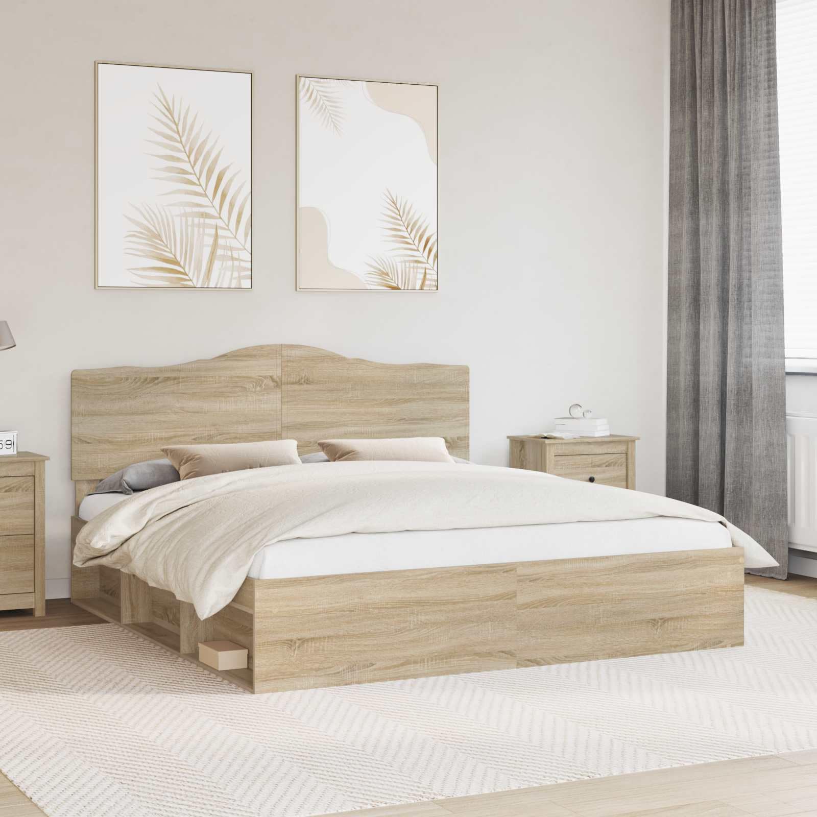 vidaXL Estructura de Cama Sonoma 200 x 200 cm Madera de Pino Macizo