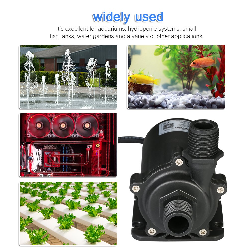 Bomba de agua sin escobillas DC12V 1200L/H para sistemas hidropónicos de peceras de acuario