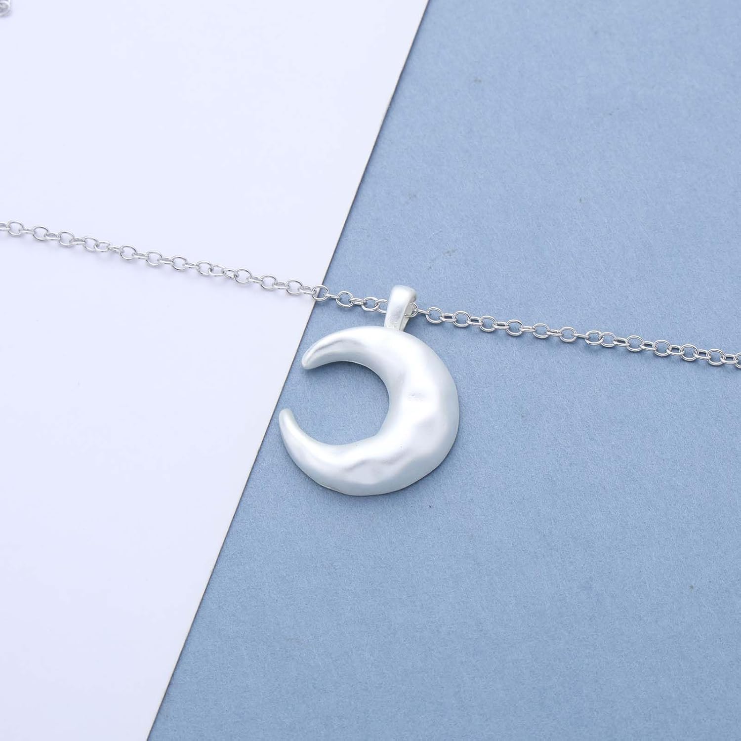 Andelaisi Boho Moon Pendant Necklace Vintage Crescent Choker Necklace Silver Half Moon Necklaces Hammered Celestial Chain Necklaces Jewelry for Women - Image 7