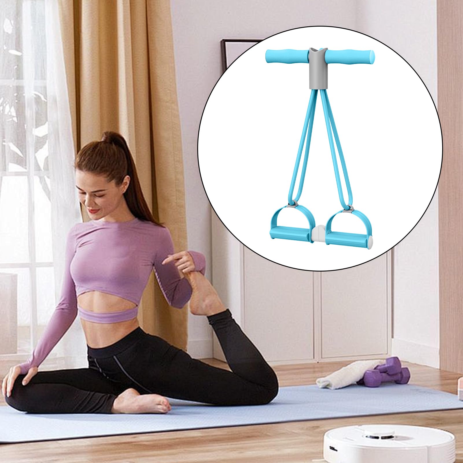 Elástico Pies Fijos de Resistencia, Bandas de Ejercicio, Equipo de Entrenamiento de 4 Bandas para el Afinamiento del abdomen, los Brazos y las Piernas para Hombres y Mujeres en Casa o en