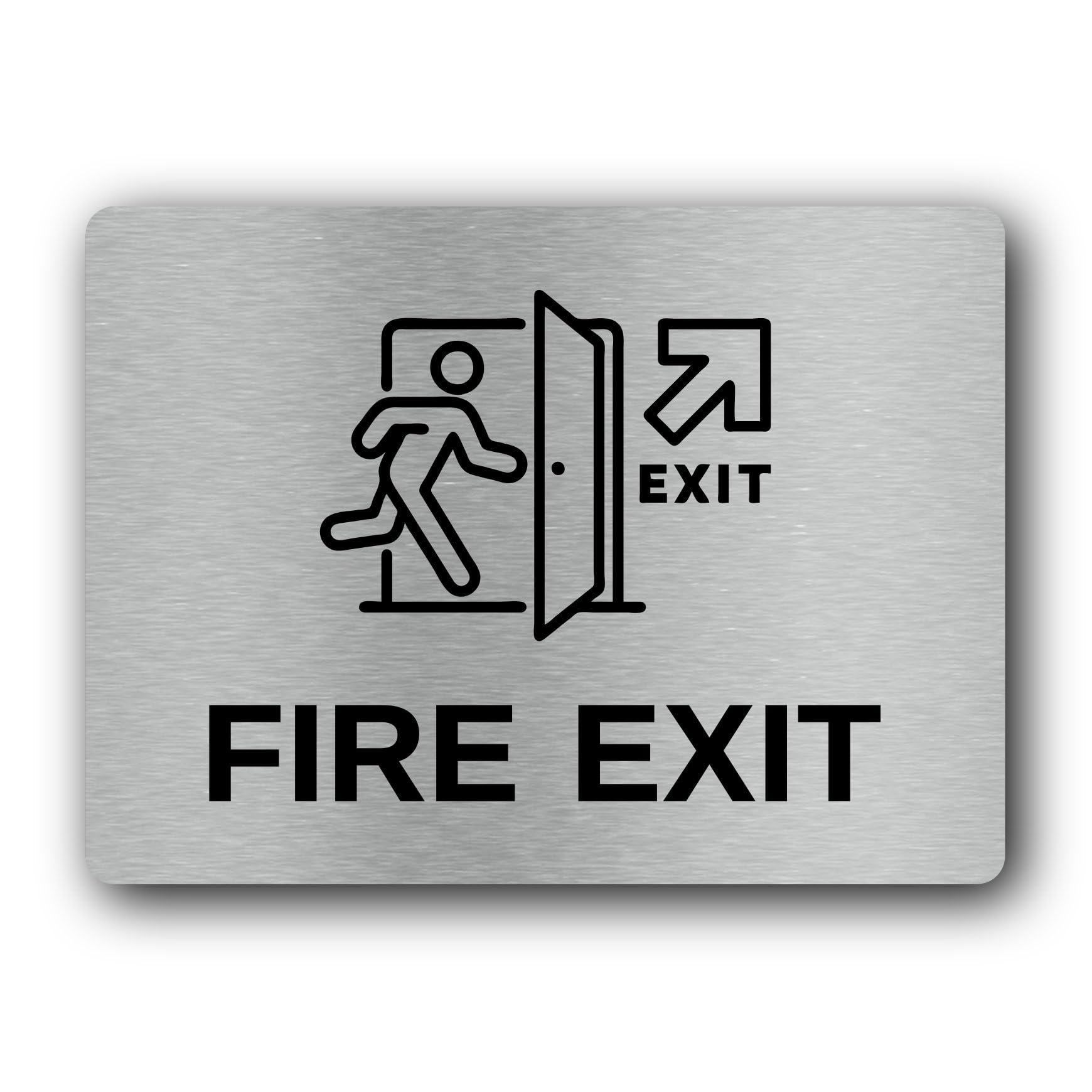 Fire Exit Sign – 19.4x14.3cm Brushed Aluminium