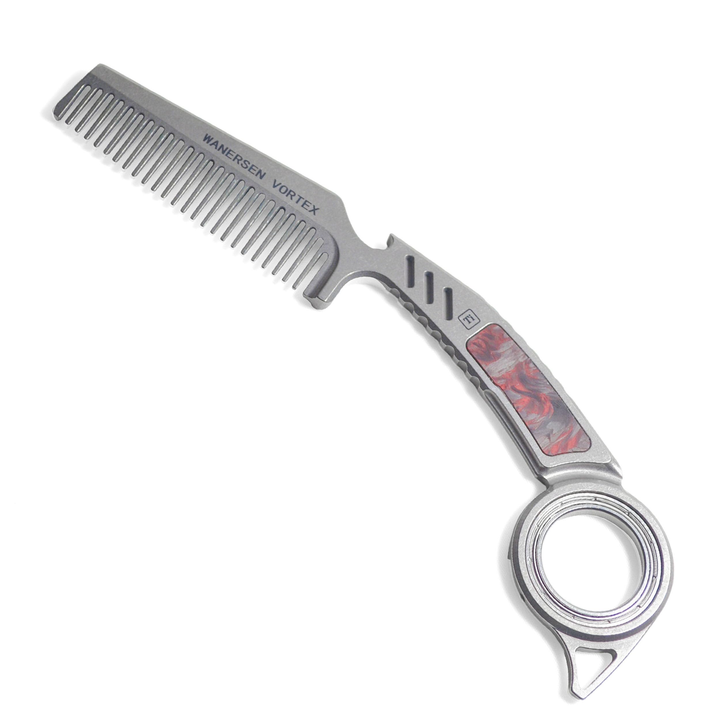Titanium Comb with Fidget Ring EDC Grooming Tool for Men Mustache Comb Can DIY Tritium Tubes(Not included)