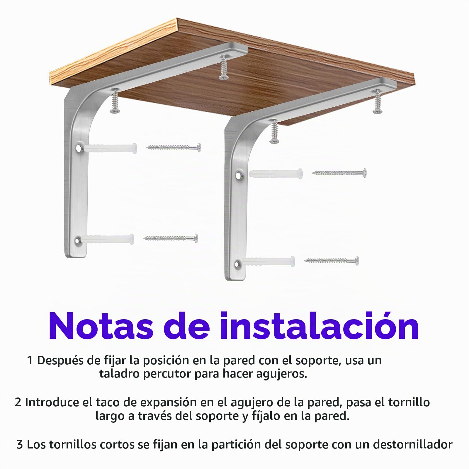 4 Piezas Soporte de Estante, Capacidad de Carga Máxima 70 kg, 250x300mm Soportes de Estantería, Soportes Industriales Negros, Soporte Estanterías de Metal (Acero Inoxidable)