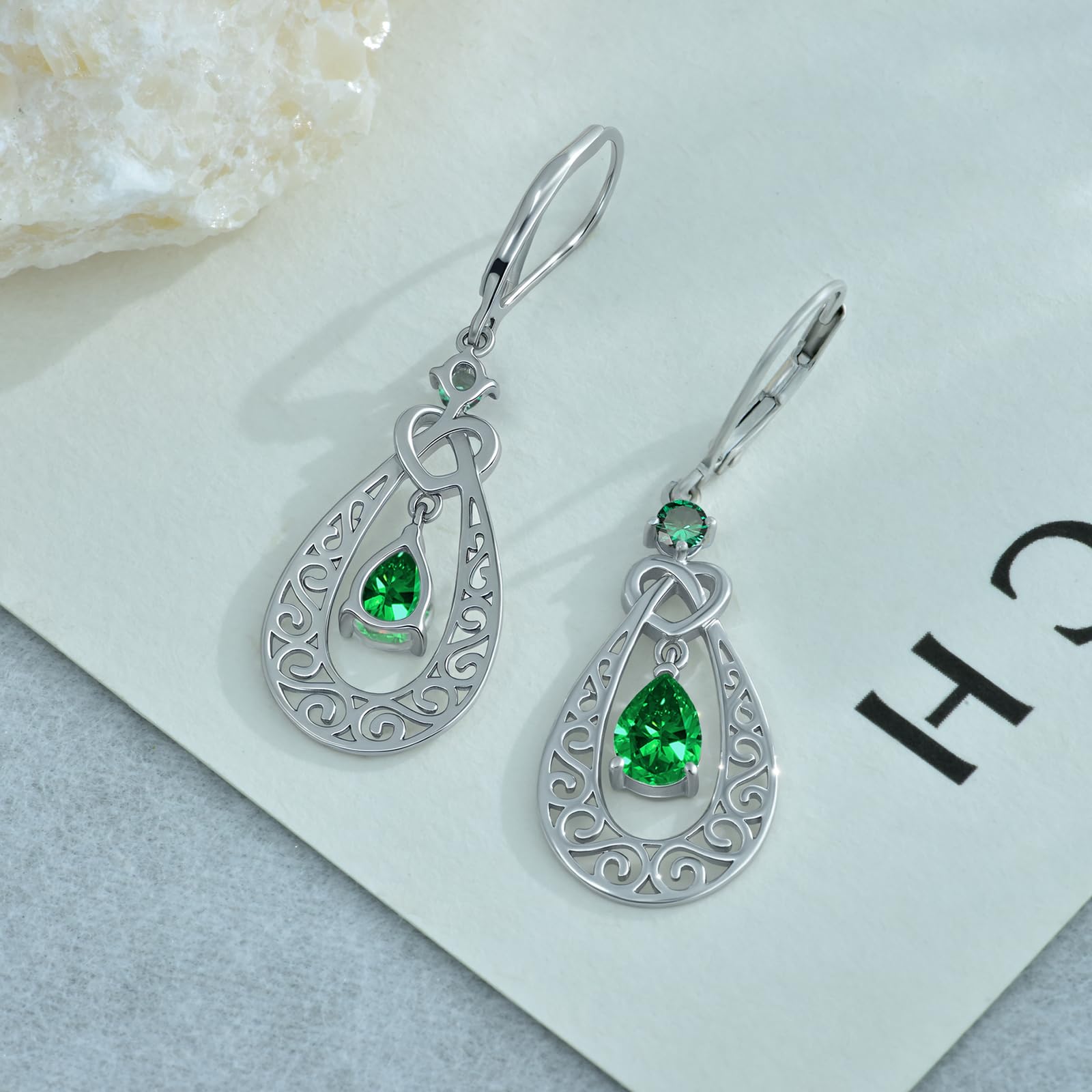 Geburtsstein Ohrringe Damen Silber 925 Infinity Liebe Unendlichkeit Ohrringe Hängend, Geburtstag Jubiläum Schmuck Geschenke für Frauen Mutter Freundin Mama