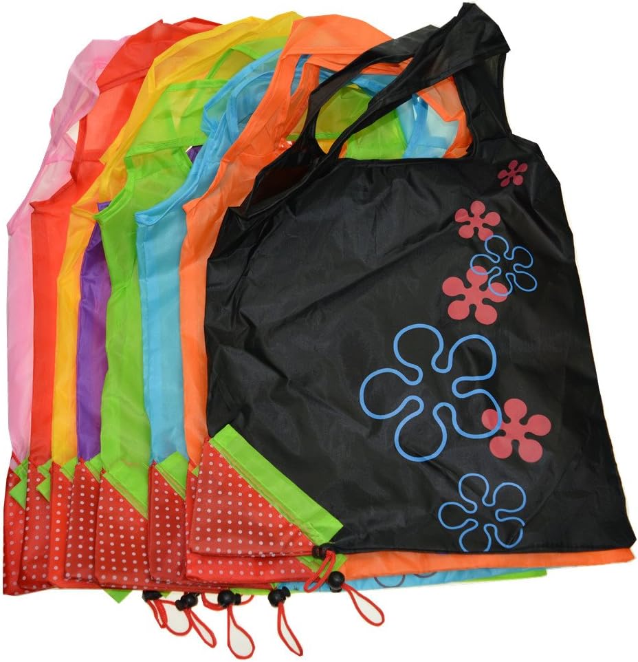 Reusable Shopping Bags,Foldable Tote Eco Grab Bag with Handles,Kitchen Grocery Shopping Bags (8 PCS Color Mixture)