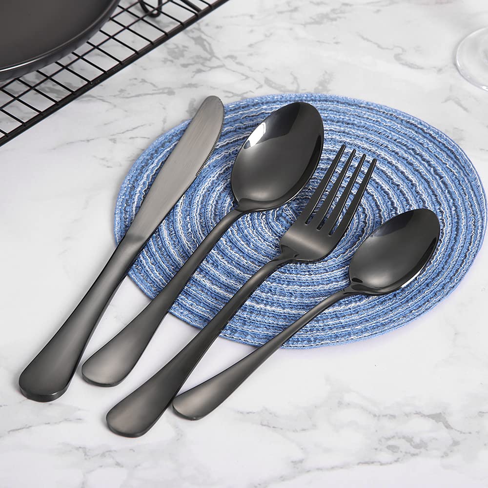 Xingjiake Black Silverware Set, 40 Piece for 8, Stainless Steel view 5