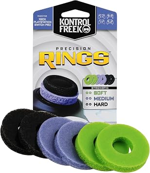 6 Pcs Precision Rings, Aim Assist Rings Controller Thumbstick Control for PS5 PS4 Xbox Series X S Xbox One Switch Pro Scuf Analog Stick Resistance FPS Gaming Accuracy Mixed Strength Soft Medium Hard