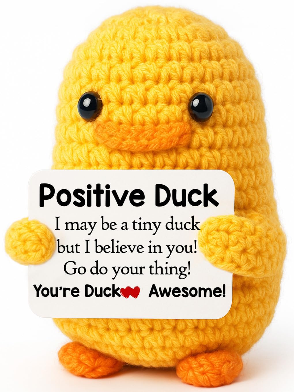 Crochet Positive Emotional Gifts - Funny Inspirational Handmade Back to School Gifts for Student Kids, Small Cute Uplifting Support Knitted Duck Present for Teen Girls Birthday Christmas