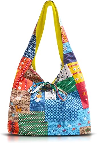 QTKJ Bohemian Tote Bag, Vintage Printed Underarm Bag, Large Capacity Shoulder Ba