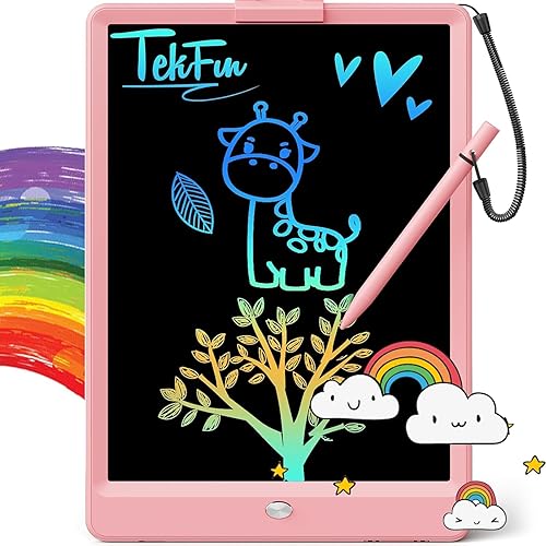 TEKFUN - Tablet de escritura con pantalla LCD, 10 pulgadas, tablet de dibujo con colores, juguetes de regalo para niñas y niños de 3 a 7 años Naranja