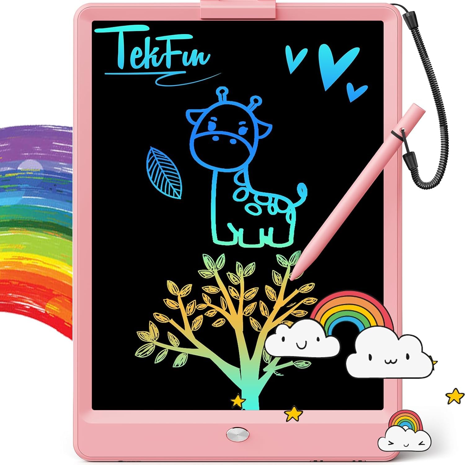 TEKFUN LCD Writing Tablet for Kids, 10-inch Coloring Drawing Pad, Mess Free Doodle Board, Christmas Gifts for Girls and Toddlers, Toys for 3 4 5 6 7 8 Year Old Boys (Pink)