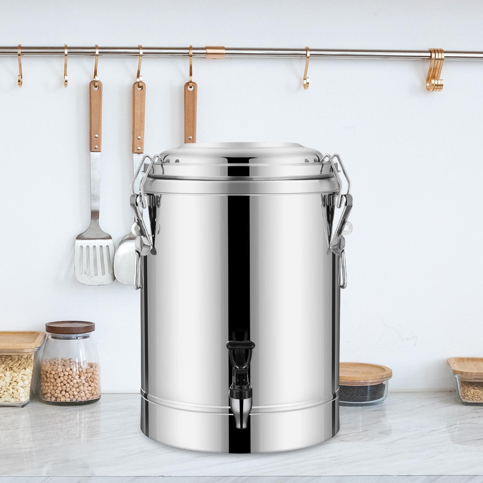 Dispensador de Bebidas Frías Y Calientes, Agua Caliente, Acero Inoxidable, Leche, tal como se describe, 10l