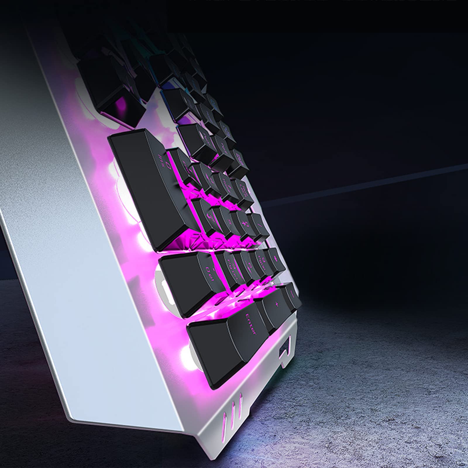 ADMLZQQ Przewodowa klawiatura gamingowa USB - podświetlenie RGB LED do gier, 26 klawiszy Anti-Ghosting, trwała