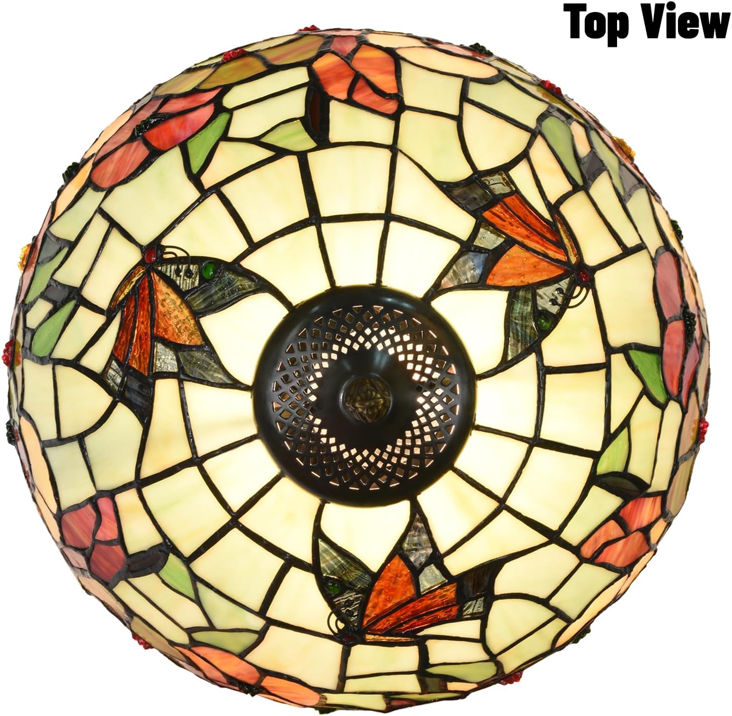 TL0002 Tiffany Style Table Lamp 21.5" High Blossoming Antique Stained Glass Lamp for Living Room Bedroom Bedside Nightstand Home Office, LED Bulb Included
