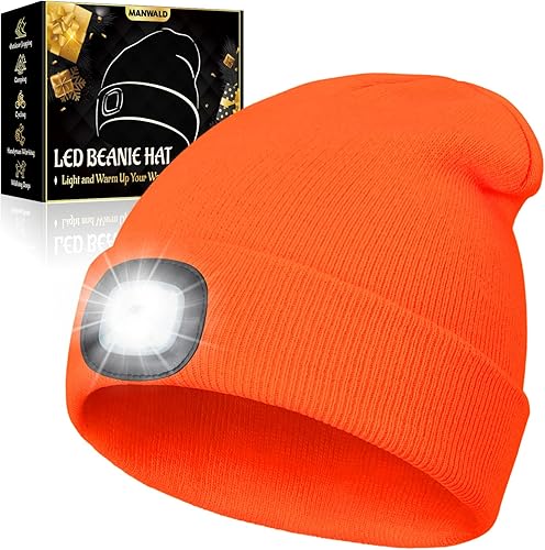 Miniatura 9 de Gorro LED con luz, linterna LED recargable por USB, regalos para Navidad, rellenos de calcetines para hombres, Camouflaje, Grande