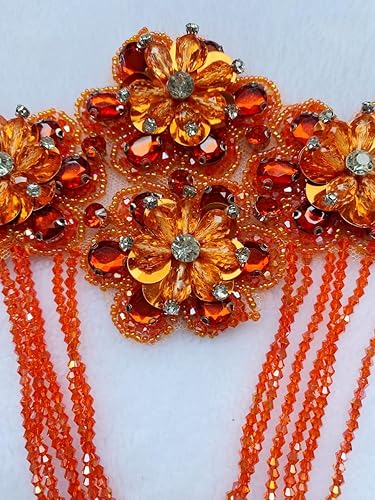 Miniatura 10 de Apliques de diamantes de imitación de flores tridimensionales 3D hechos a mano, cuentas de flecos de cristal, parches de lentejuelas, accesorios
