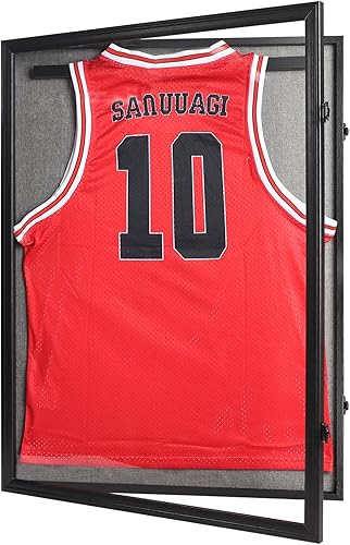 Estuche de exhibición con marco de jersey, grande, con cerradura, caja de sombra con 98% acrílico protegido contra rayos UV y colgador para béisbol,