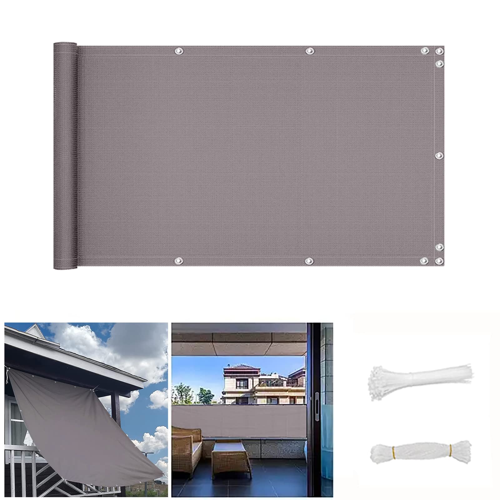 QINGLV Balcony Screen Privacy Protection 70x700cm Privacy Protector Balcony Cover Windbreak Weather-Resistant Fence Privacy Screen For Garden For Patio Fence Backyard Porch -Grey