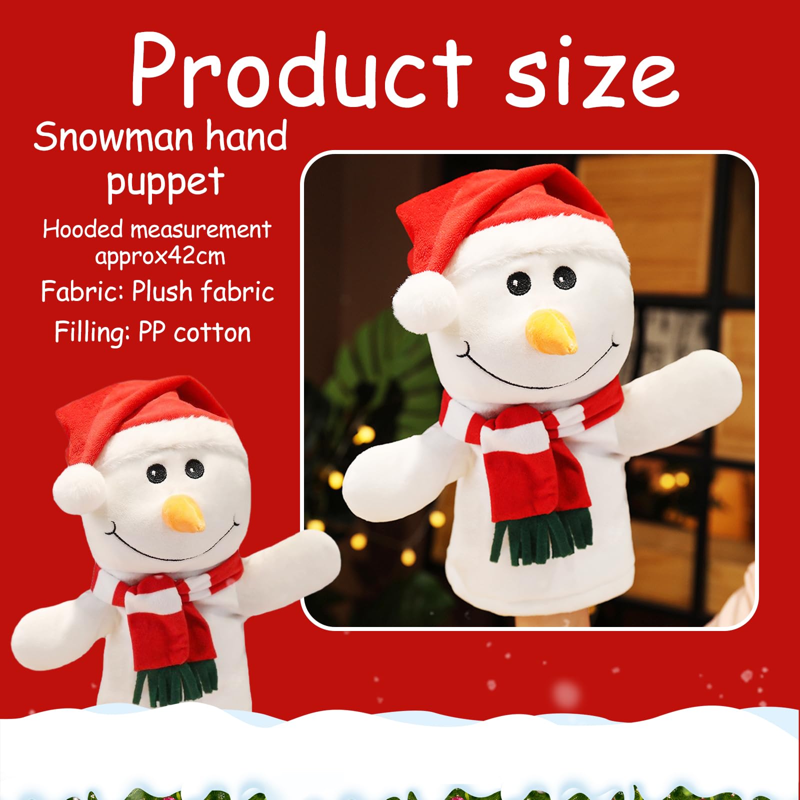 Marioneta De Mano De Navidad,Biluer 1PCS Dibujos Animados Papá Noel Marioneta de Mano 30CM Marioneta de Peluche de Navidad Niños Adecuado para Contar Historias y Juegos de rol