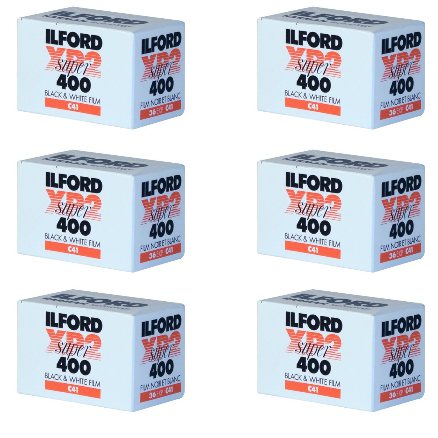 6 X Ilford XP-2 Super 400 135-36 Black & White Film