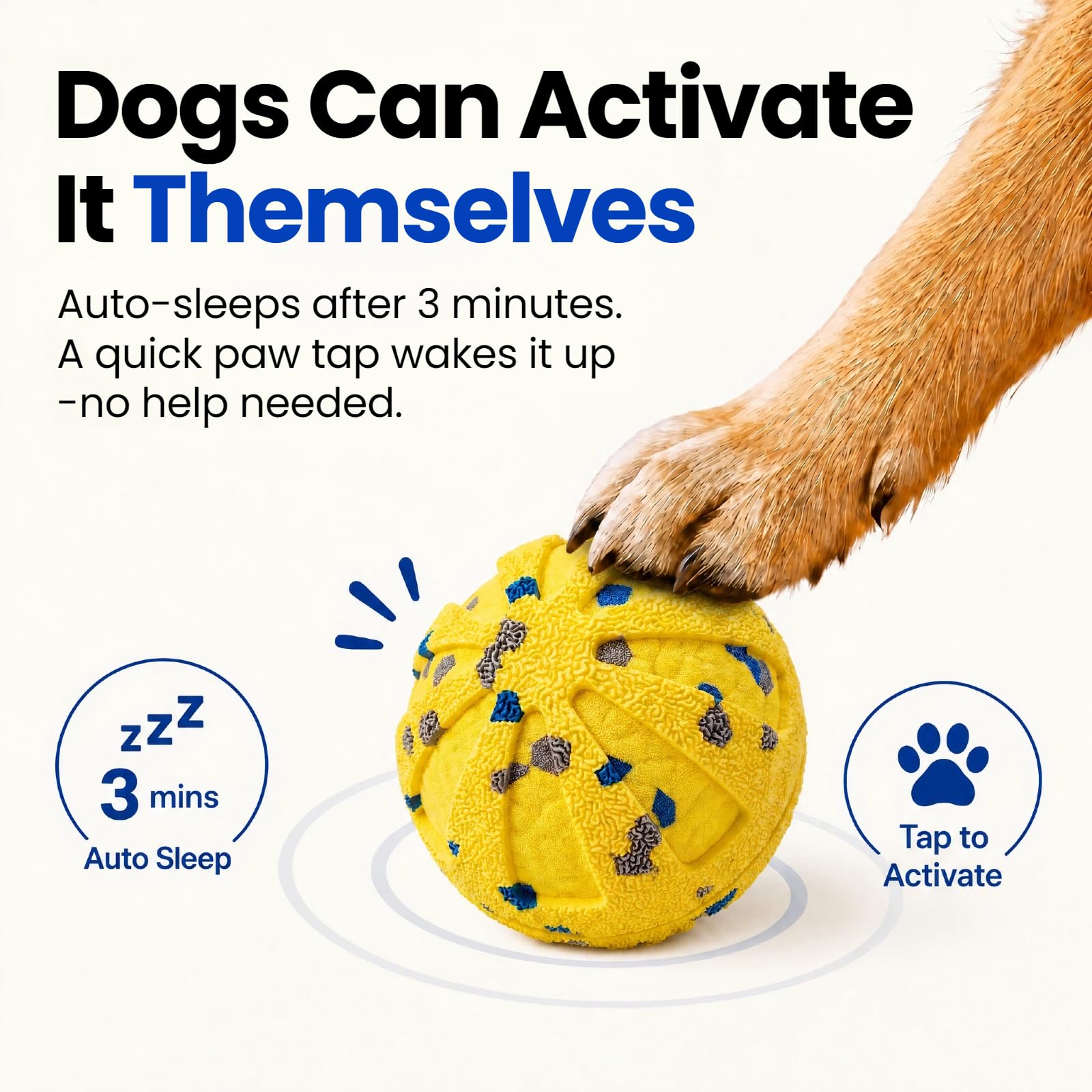 Pelota interactiva de juguetes para perros, juguetes para perros en movimiento para mantenerlos ocupados, auto rodante y rebote automático, material suave E-TPU IPX7 impermeable