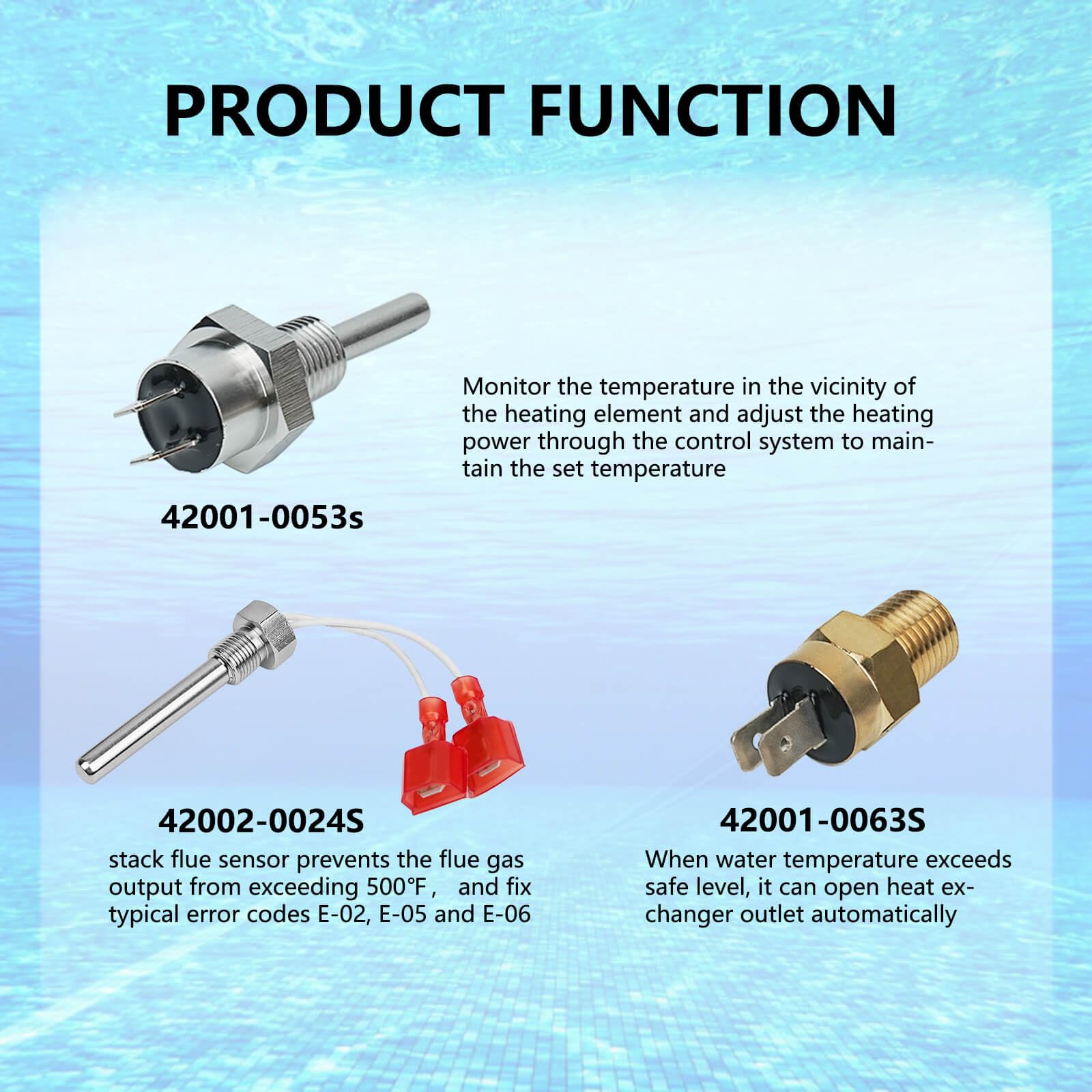 42002-0024S Stack Flue Sensor, 42001-0063S High Limit Switch And