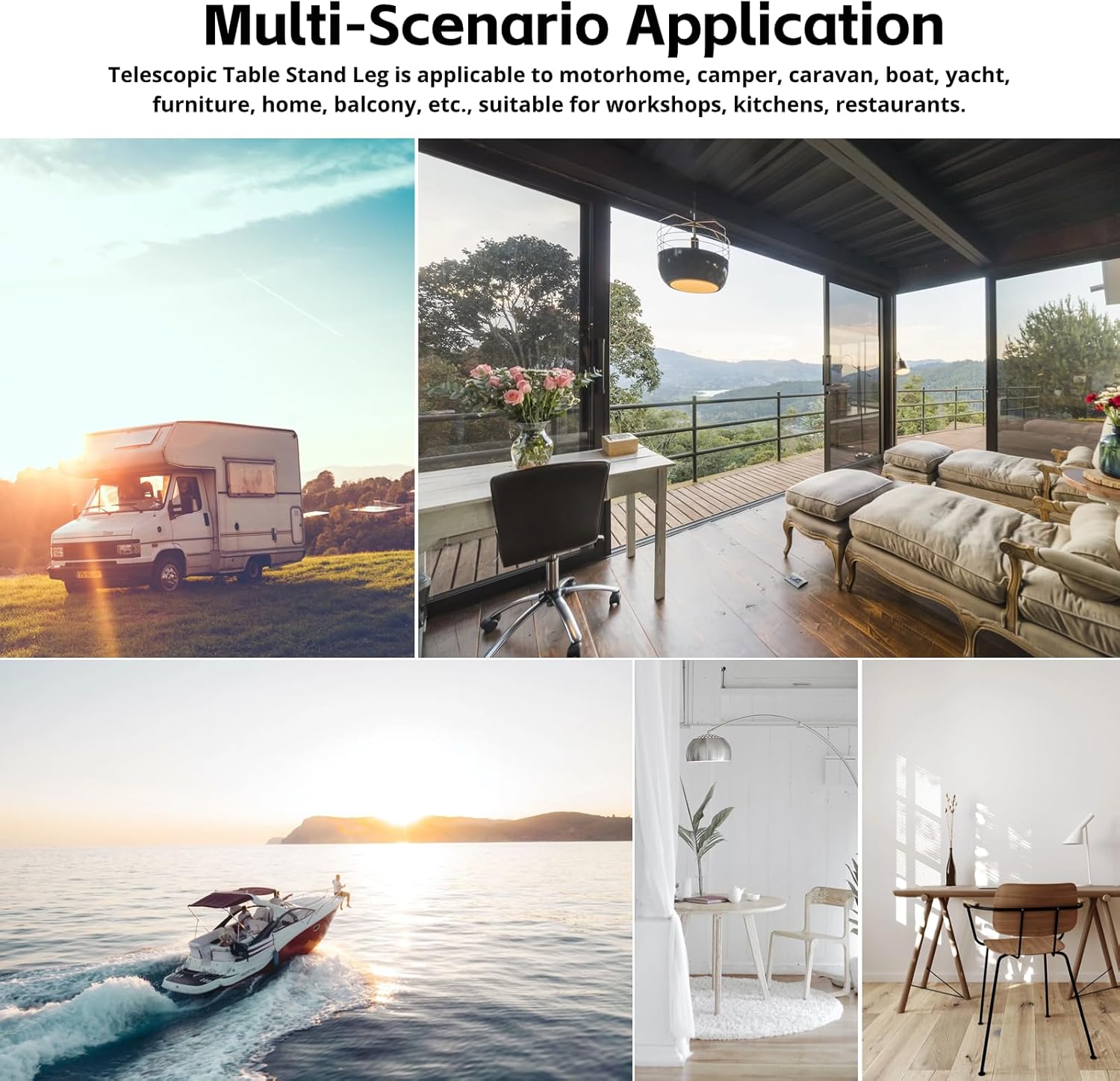 Yoidesu Adjustable Aluminum Alloy Support Legs for Furniture, Heavy Duty T Bar 23.22 to 30.51in Folding Telescopic, Invisible Table Pedestal Leg for Caravan Yacht Balcony