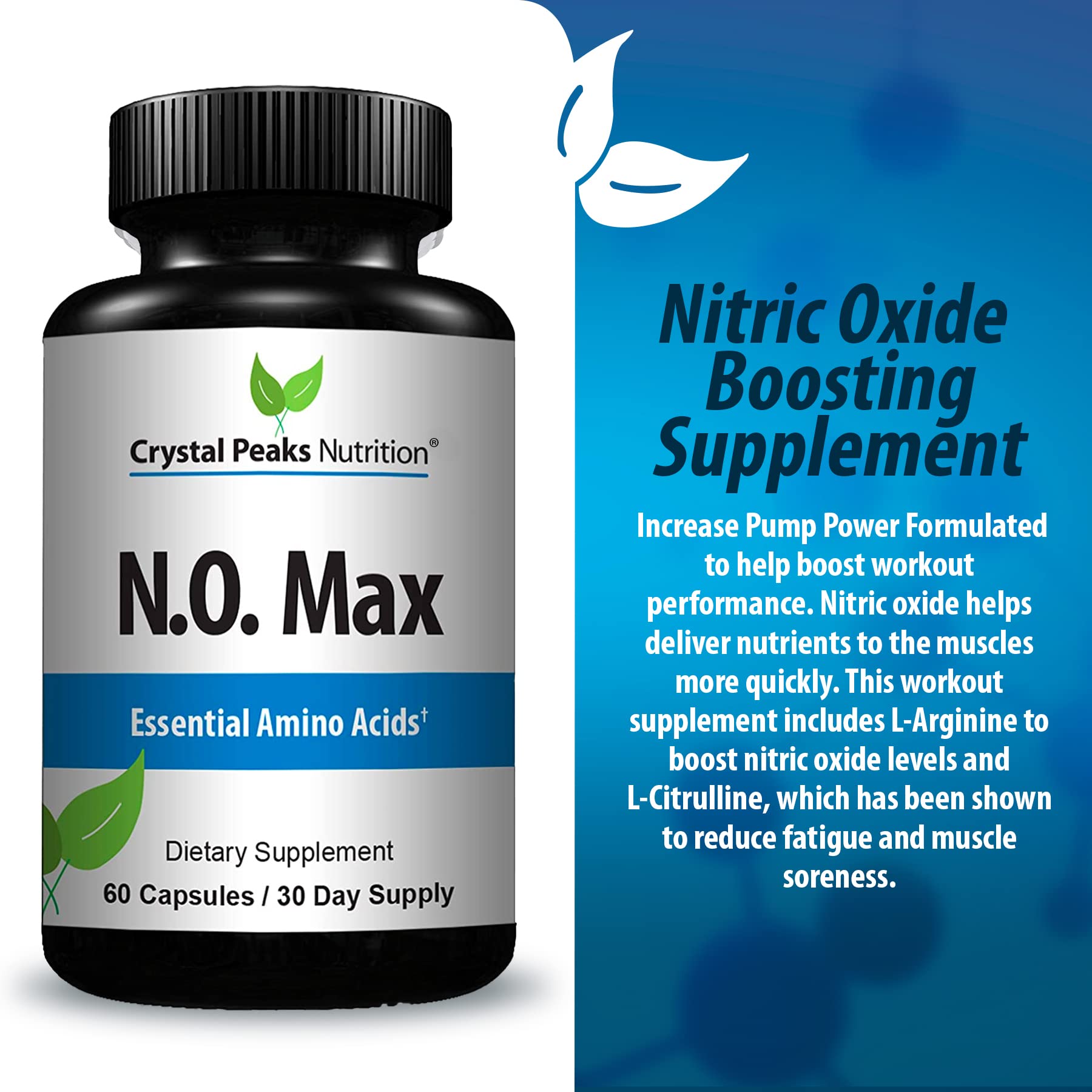 N.O. Max Nitric Oxide Supplement - L Arginine, Citrulline Malate, AAKG, Beta Alanine Amino acids - 60 Capsules — Amazon image 3